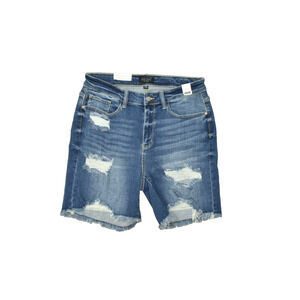 NEW Judy Blue High Waist Distressed Denim Jean Shorts Women's Plus Size 1XL